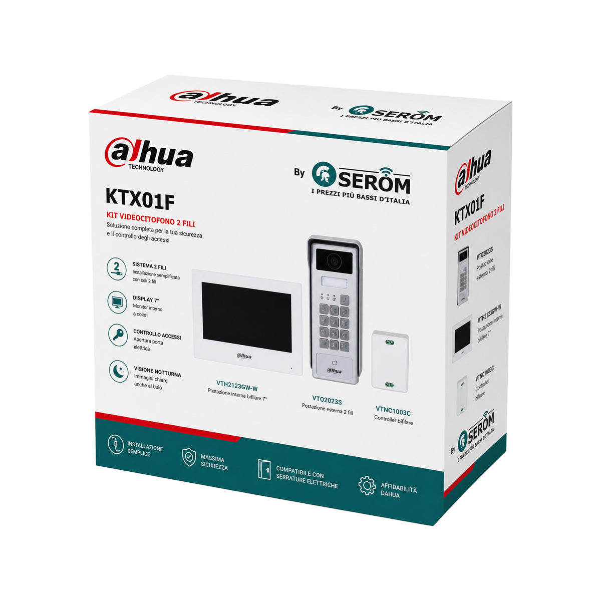 KTX03 – Hybrid-Zweidraht-Video-Türsprechanlagen-Set – Zweidraht-Controller – Zweidraht-Monitor für den Innenbereich – Dahua