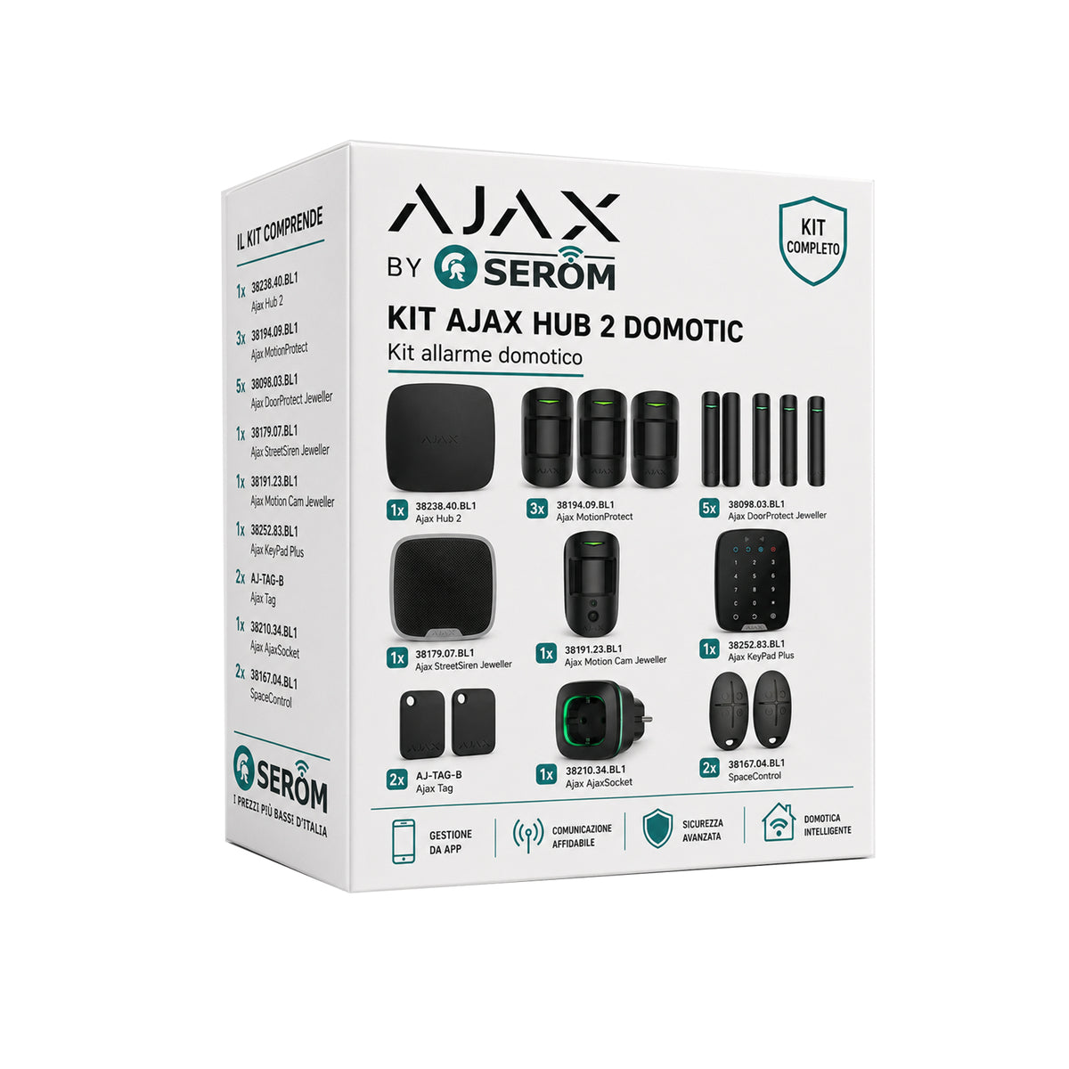 Kit AJAX_HUB_PLUS_B_DOMOTIC - Ajax Kit con Hub Plus domotico colore Nero