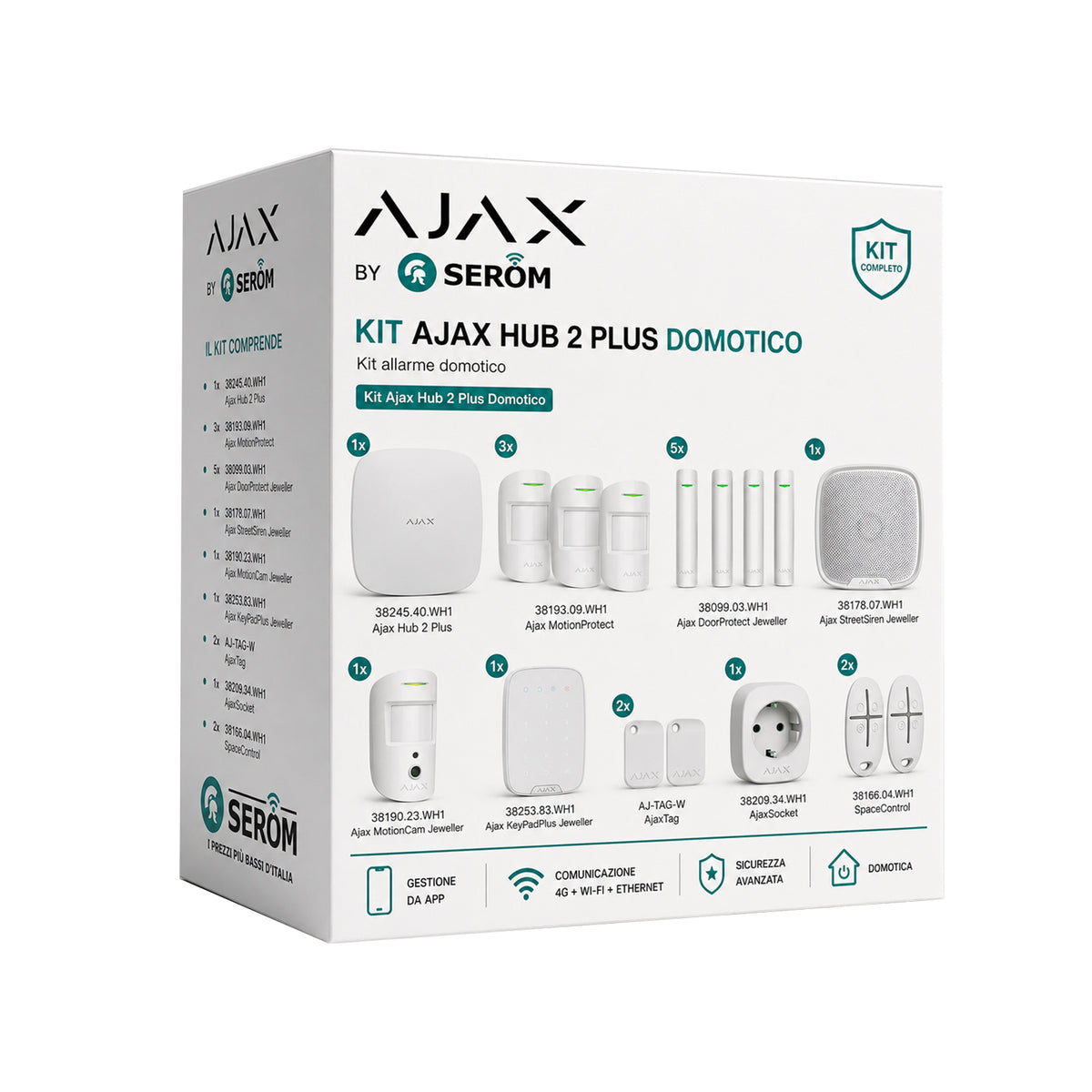 Kit AJAX_HUB_2_PLUS_W_DOMOTIC - Ajax Kit con Hub 2 Plus domotico colore Bianco