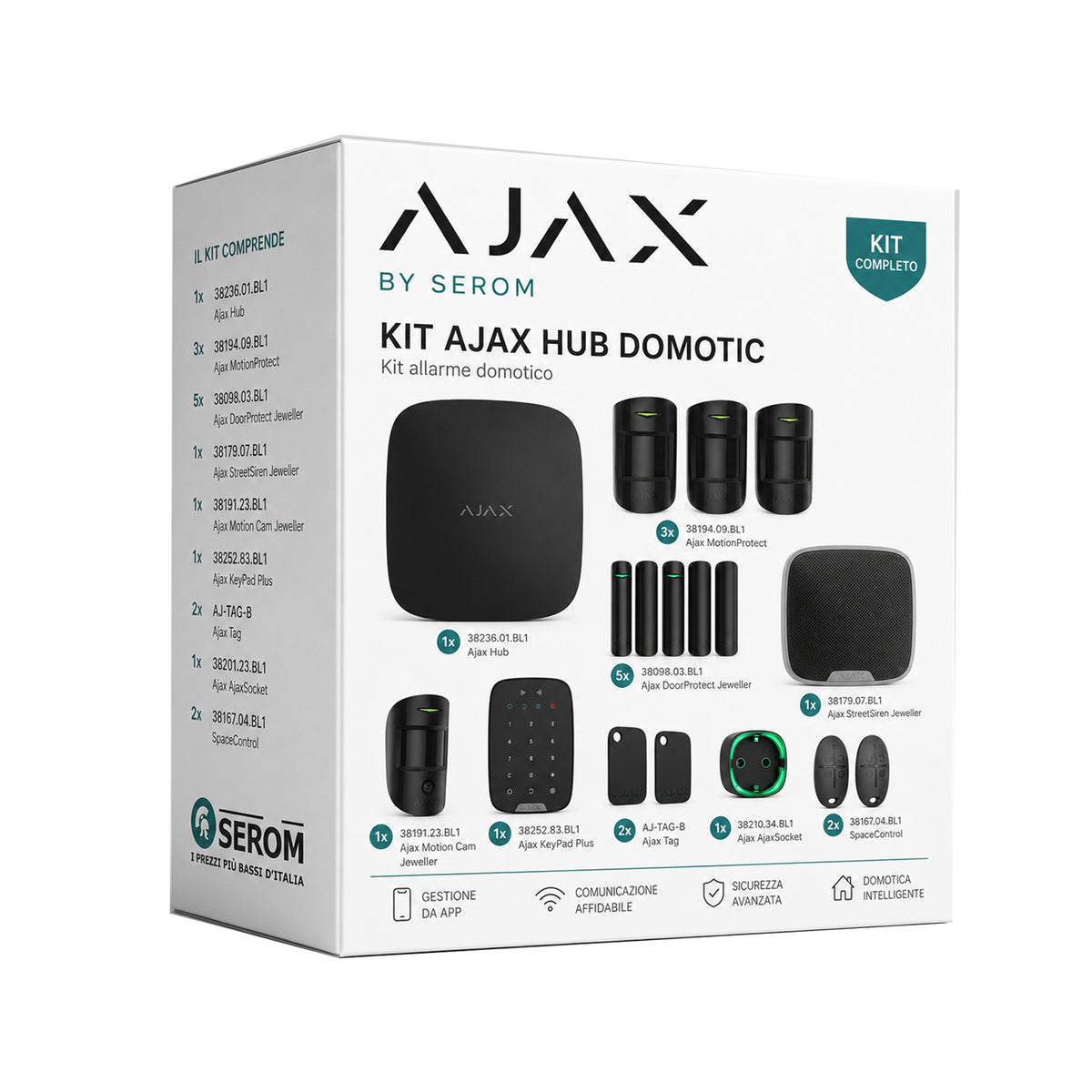 Kit AJAX_HUB_B_DOMOTIC - Ajax Kit con Hub domotico colore Nero