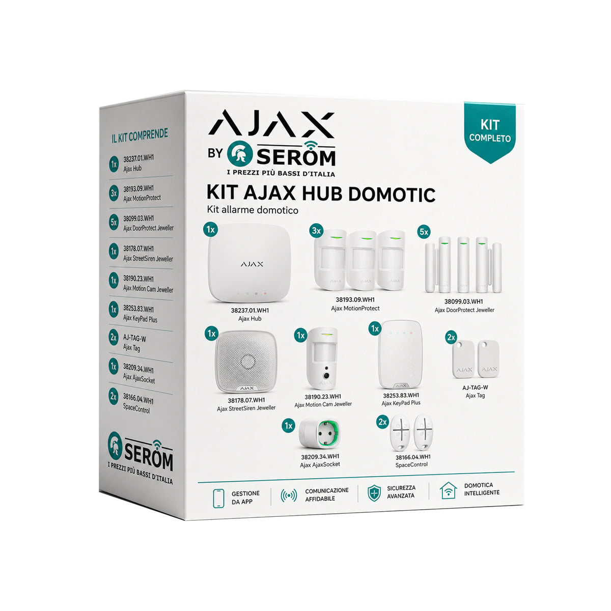 Kit AJAX_HUB_W_DOMOTIC - Ajax Kit con Hub domotico colore Bianco