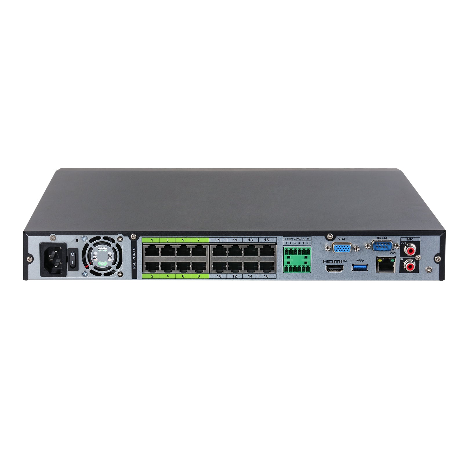 NVR5216-16P-XI - Registratore di Rete NVR 16 canali IP 32 MP 16 porte PoE AI 512Mbps 1U 2HDDs WizSense - Dahua