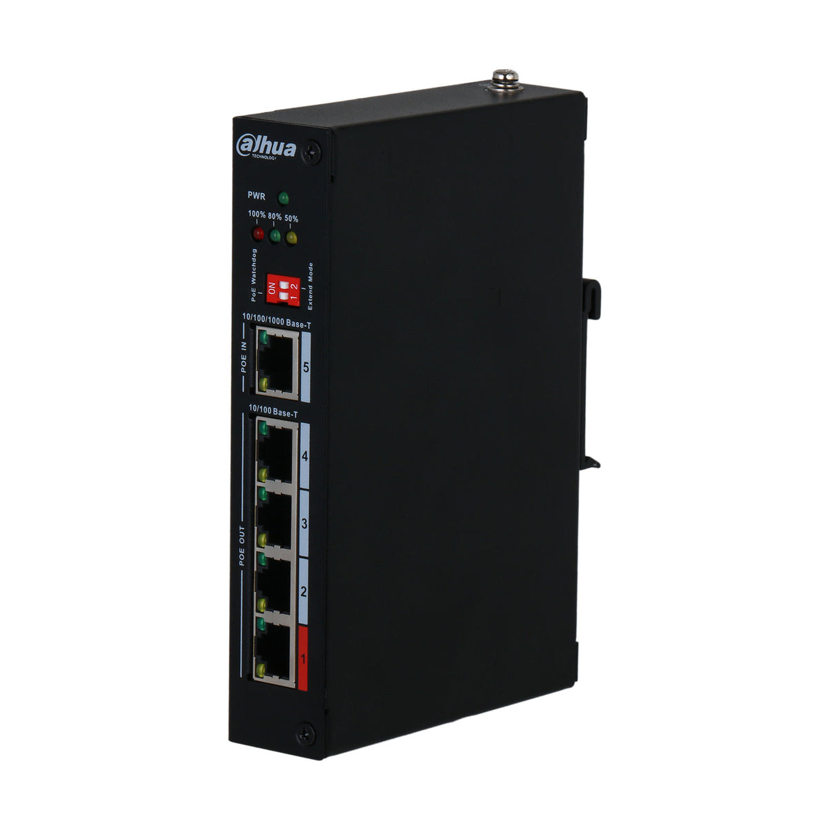 PFT1500 PoE Extender Gigabit 5 Ports Hi-PoE 90W 350m Extension PoE Watchdog for Video Surveillance - Dahua