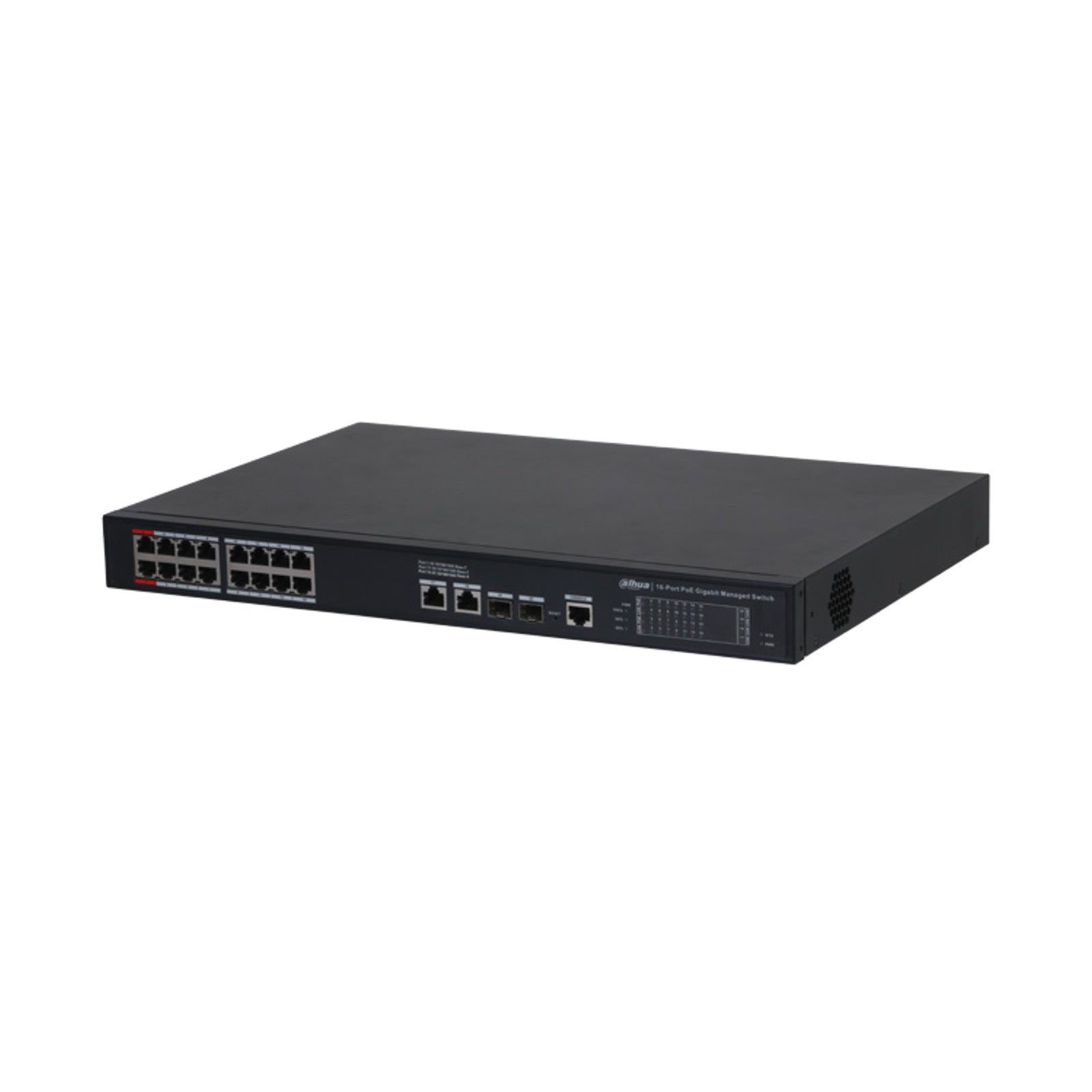 S4220-16GT-240 - Switch di Rete Layer 2 Gestito, 16 Porte Ethernet PoE Gigabit, 2 Porte SFP, PoE+ fino a 90W - Dahua