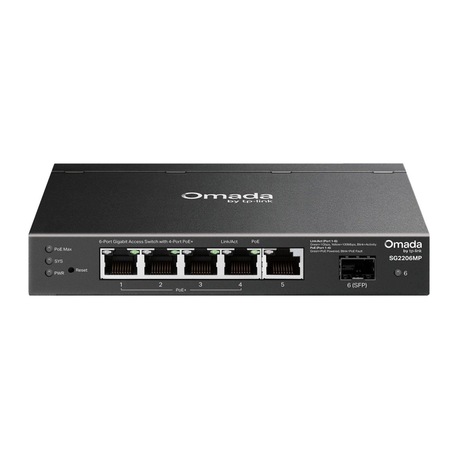 SG2206MP Omada Switch Gigabit 6 Porte, 4 PoE+ 63W, SFP, VLAN, QoS e Gestione Cloud Omada SDN