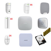 SUPER-KIT-AJAX_W - Super Kit Ajax completo di Hub 2 Plus, DoorProtect, MotionCam, MotionProtect, HomeSiren, StreetSiren, SpaceControl, Batterie CR123A, NVR e HardDisk - Colore Bianco