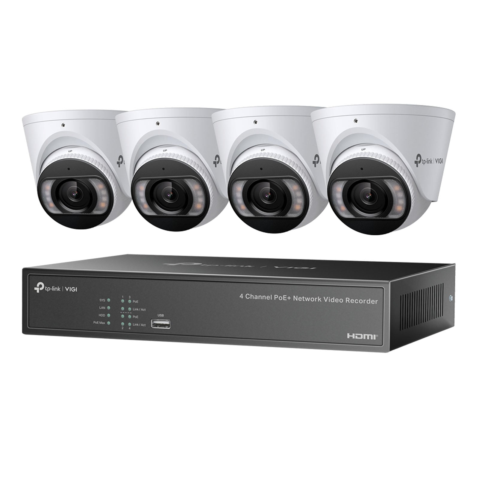 VIGI NK4P-T4425-2T - Kit Videosorveglianza 4 Telecamere 4MP Full Color con NVR PoE+ 4 Canali e Analisi Intelligente AI - VIGI