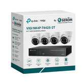 VIGI NK4P-T4425-2T – 4-MP-Vollfarb-Videoüberwachungsset mit 4 Kameras, 4-Kanal-PoE+-NVR und intelligenter KI-Analyse – VIGI