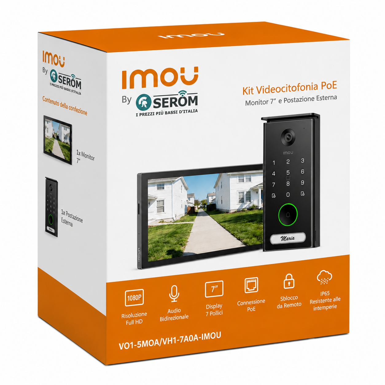 VO1-5M0A/VH1-7A0A - Kit Videocitofono IP PoE 5MP, Monitor Touch 7", AI Persone e Veicoli, Audio Bidirezionale, App IMOU
