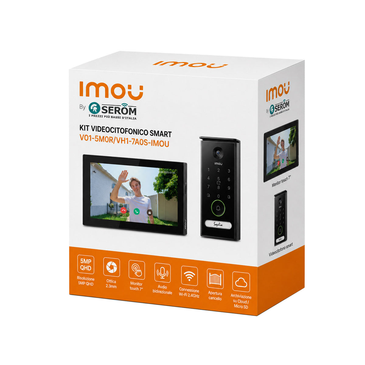IMOU VO1-5MOR VH1-7AOS 5MP QHD Video-Türsprechanlagen-Set mit 7"-Touchmonitor, KI, Dualband-WLAN und intelligenter Öffnungsfunktion